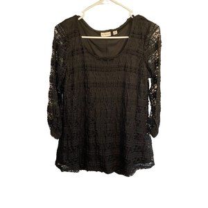 Kim Rogers Black Lace Top Women's S goth